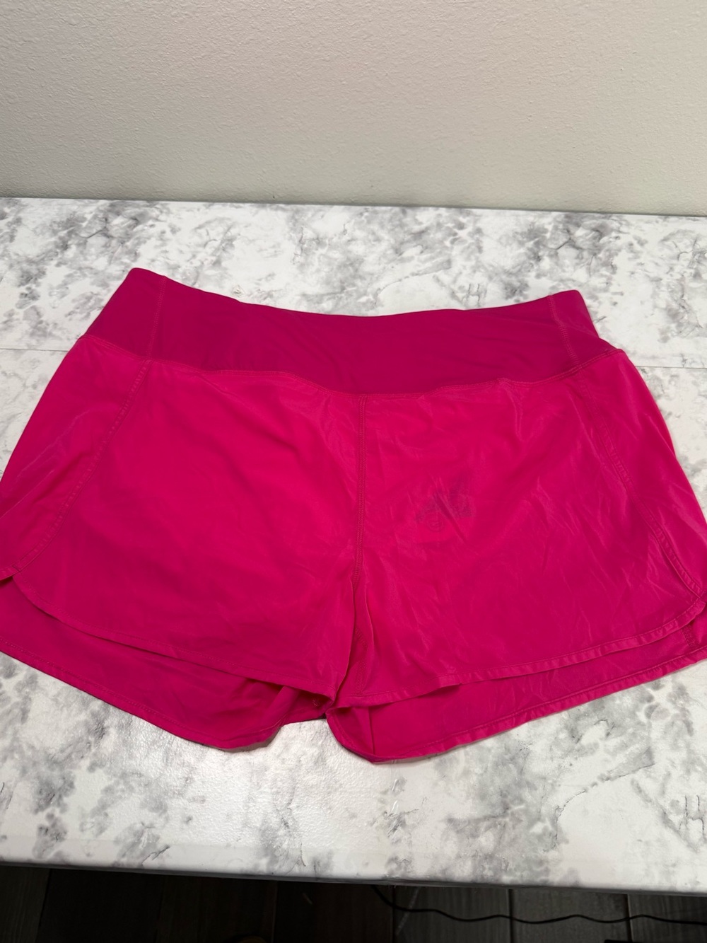 GRADUAL Running Shorts wide high rise waistband, curved hem Sonic Pink  Sz XXL